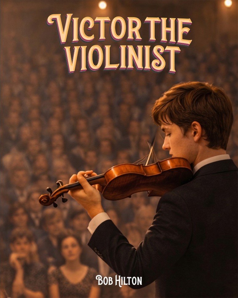 Victor the Violinist, children's motivational book cover by Bob Hilton (Robert L. Hilton) by Bob Hilton